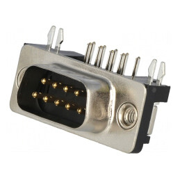 Conector D-Sub 9 PIN soclu tată 90° THT | Electronic-mag.ro | Componente Electronice