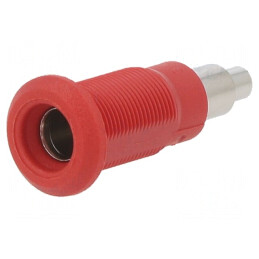 Soclu banană 4mm 25A roșu nichelat 26mm | Electronic-mag.ro | Componente Electronice
