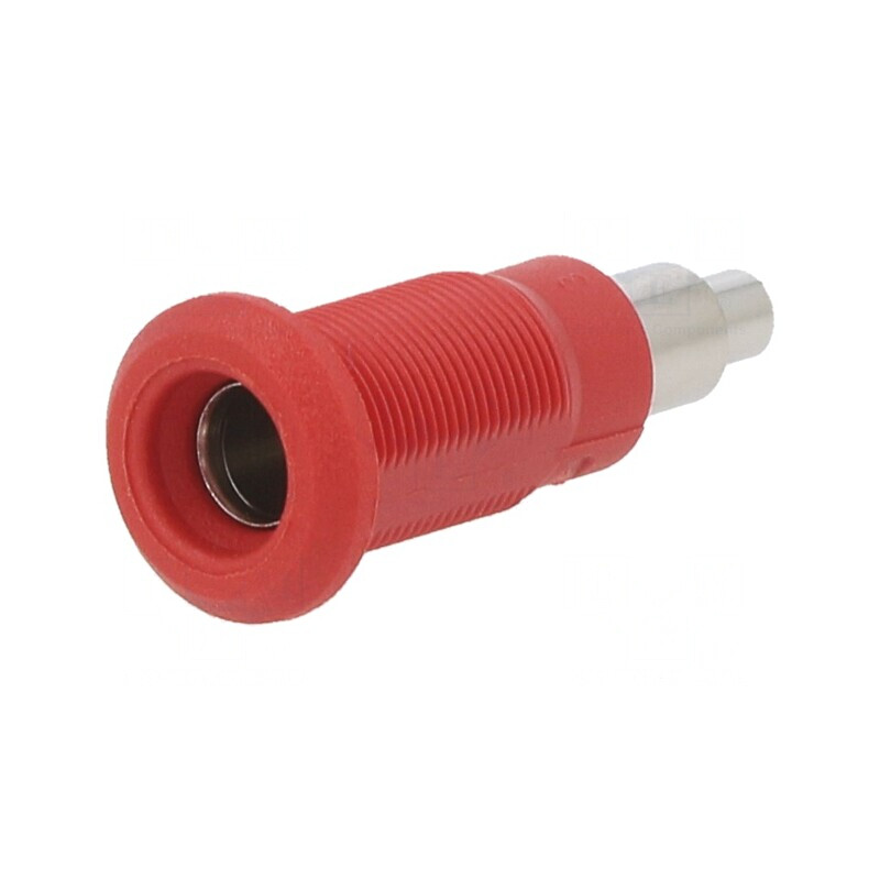 Soclu banană 4mm 25A roșu nichelat 26mm | Electronic-mag.ro | Componente Electronice