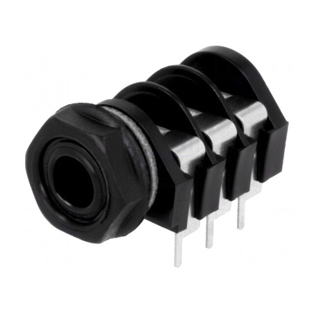 Soclu Jack 6,3mm Mamă 3 Piste THT 90° | Electronic-mag.ro | Componente Electronice