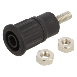 Soclu Banană 4mm 32A 1kV Negru Nichelat Panou | Electronic-mag.ro | Componente Electronice