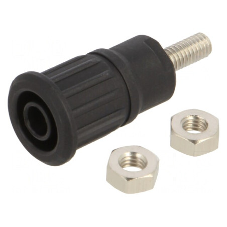 Soclu Banană 4mm 32A 1kV Negru Nichelat Panou | Electronic-mag.ro | Componente Electronice