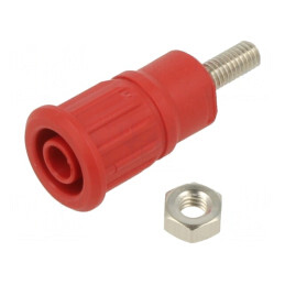 Soclu Banană 4mm 32A 1kV Roșu Izolat | Electronic-mag.ro | Componente Electronice