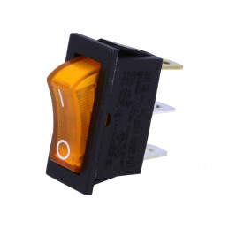 Comutator Rocker SPST ON-OFF 10A/250VAC cu Lampă Neon Galbenă | Electronic-mag.ro | Componente Electronice
