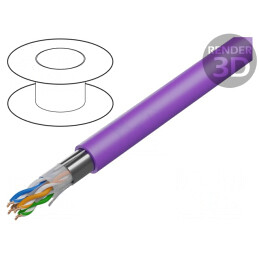 Cablu de rețea U/UTP Cat6a LSZH violet 305m
