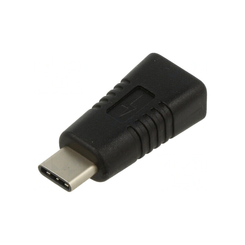 Adaptor USB 2.0 Micro USB B la USB C Negru | Electronic-mag.ro | Componente Electronice