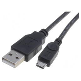 Cablu USB 2.0 A la Micro B 1m Negru | Electronic-mag.ro | Componente Electronice