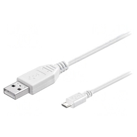 Cablu USB 2.0 A la Micro B 1m Alb | Electronic-mag.ro | Componente Electronice