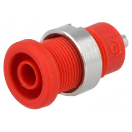 Soclu banană 4mm 25A roșu cu izolație nichelată | Electronic-mag.ro | Componente Electronice