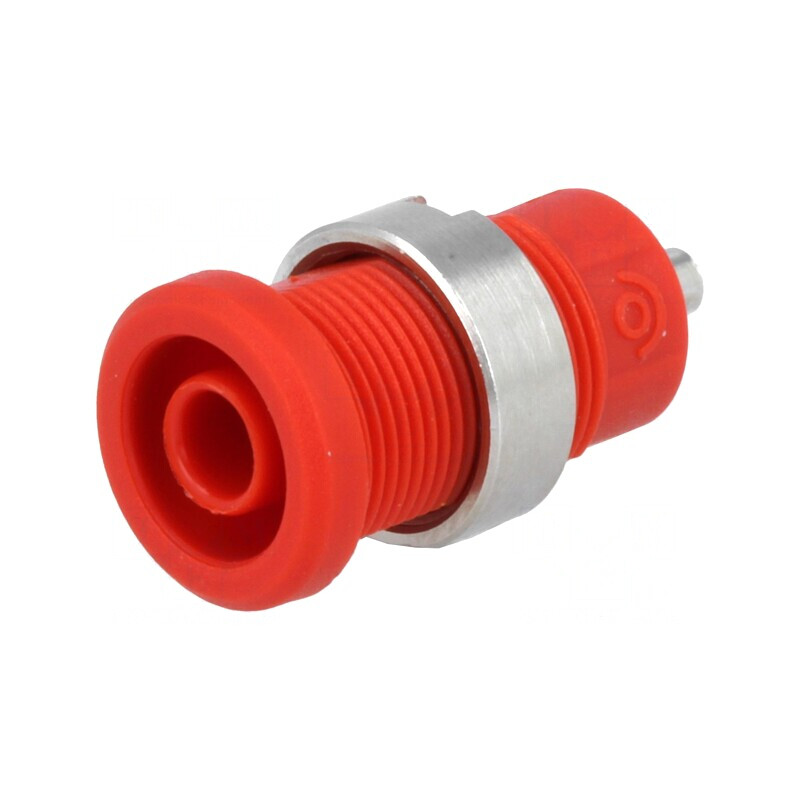 Soclu banană 4mm 25A roșu cu izolație nichelată | Electronic-mag.ro | Componente Electronice