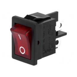 Comutator ROCKER DPST ON-OFF 6A 250V cu Lampă Neon Roșie | Electronic-mag.ro | Componente Electronice