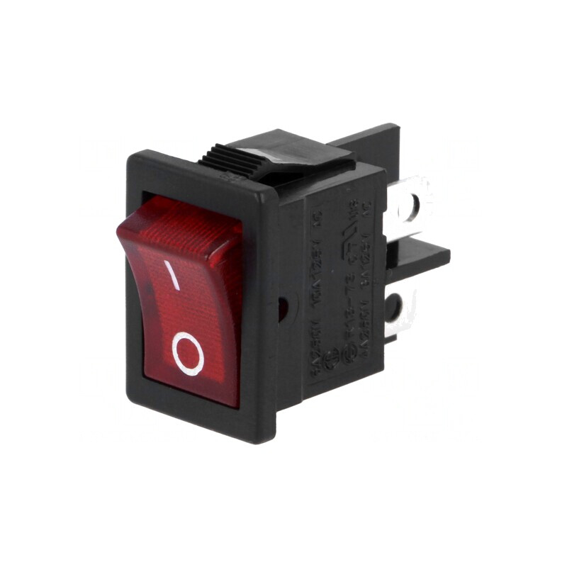 Comutator ROCKER DPST ON-OFF 6A 250V cu Lampă Neon Roșie | Electronic-mag.ro | Componente Electronice