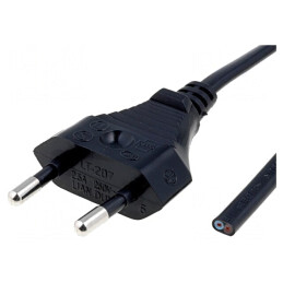 Cablu Alimentare 2x0,5mm2 PVC 1,8m Negru 2,5A | Electronic-mag.ro | Componente Electronice