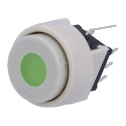 Comutator THT DPDT cu LED Verde 30V 0.1A Alb | Electronic-mag.ro | Componente Electronice