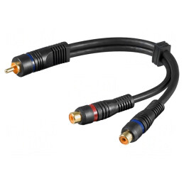 Cablu RCA Soclu x2 - RCA Mufă 0,2m Aurit Negru | Electronic-mag.ro | Componente Electronice