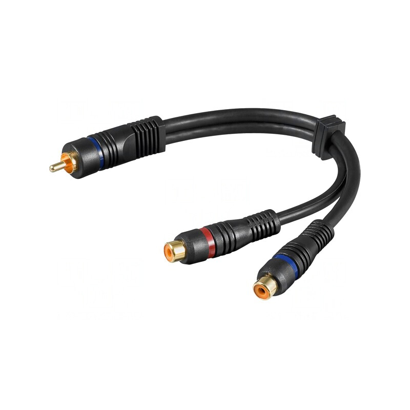 Cablu RCA Soclu x2 - RCA Mufă 0,2m Aurit Negru | Electronic-mag.ro | Componente Electronice