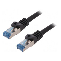 Patch cord negru S/FTP Cat6a 250mm | Electronic-mag.ro | Componente Electronice