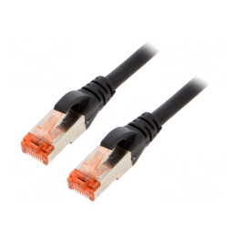 Patch cord S/FTP Cat6 LSZH Negru 0,25m 27AWG