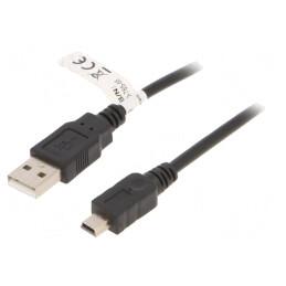 Cablu USB 2.0 A la Mini B 1m Negru