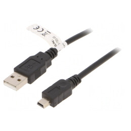 Cablu USB 2.0 A la Mini B 1m Negru | Electronic-mag.ro | Componente Electronice