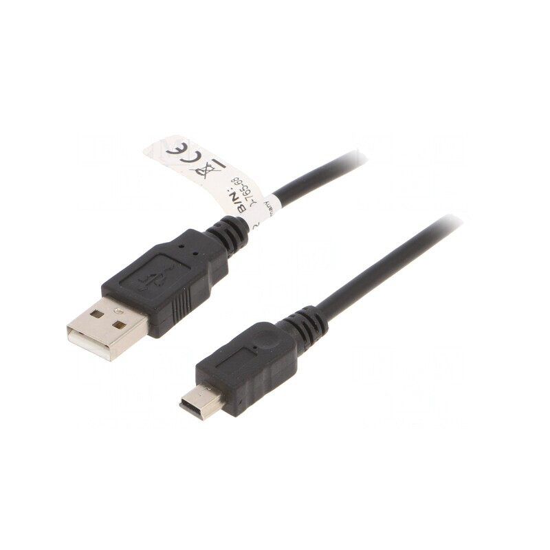 Cablu USB 2.0 A la Mini B 1m Negru | Electronic-mag.ro | Componente Electronice