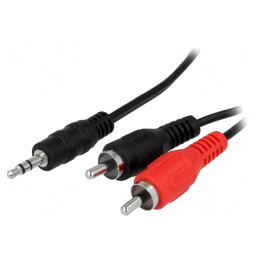 Cablu Audio Jack 3,5mm la RCA x2 3m Negru | Electronic-mag.ro | Componente Electronice