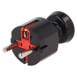 Conector Alimentare AC Tată 2P PE 250VAC 16A Negru | Electronic-mag.ro | Componente Electronice