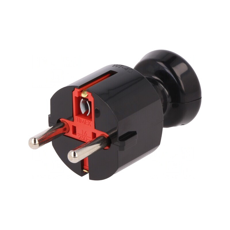 Conector Alimentare AC Tată 2P PE 250VAC 16A Negru | Electronic-mag.ro | Componente Electronice