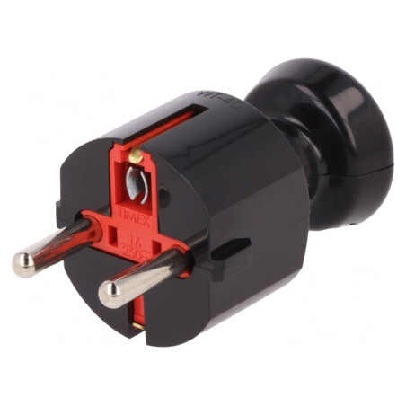 Conector Alimentare AC Tată 2P PE 250VAC 16A Negru | Electronic-mag.ro | Componente Electronice