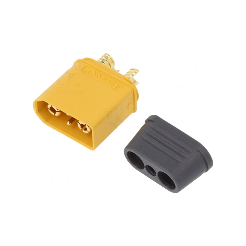 Mufă Alimentare DC XT90 Tată Galbenă pe Cablu Lipire | Electronic-mag.ro | Componente Electronice
