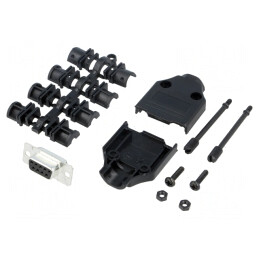 Conector D-Sub 9 pini mufă mamă pentru lipire pe cablu - Set complet | Electronic-mag.ro | Componente Electronice