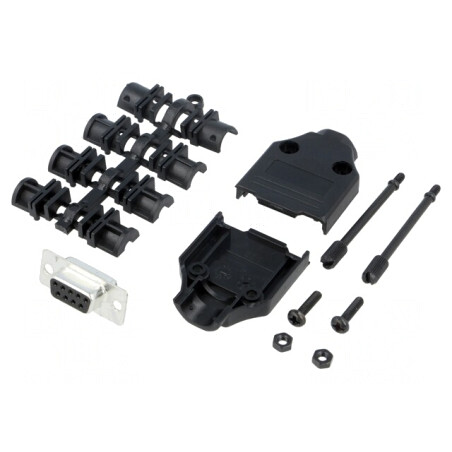 Conector D-Sub 9 pini mufă mamă pentru lipire pe cablu - Set complet | Electronic-mag.ro | Componente Electronice