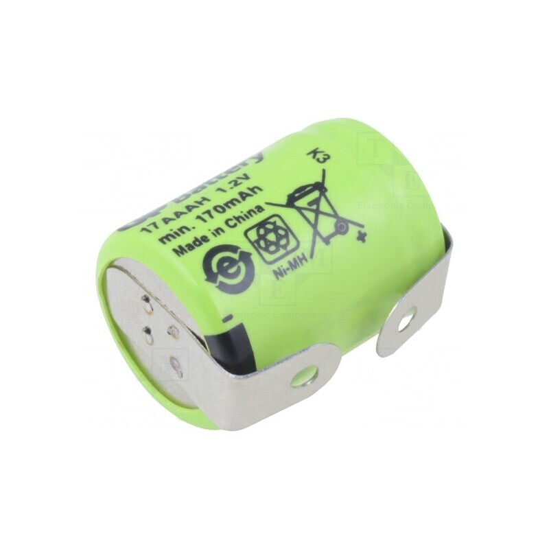 Baterie Ni-MH 1/3AAA 1.2V 170mAh cu Urechi pentru Lipire | Electronic-mag.ro | Componente Electronice