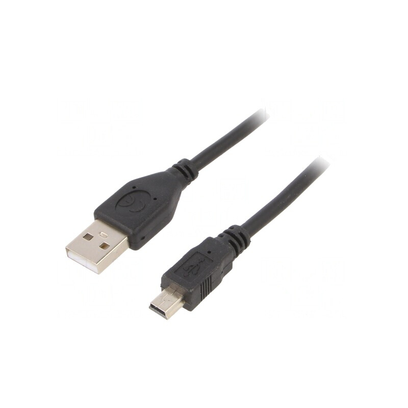 Cablu USB 2.0 A la Mini B Aurit 1.8m Negru | Electronic-mag.ro | Componente Electronice