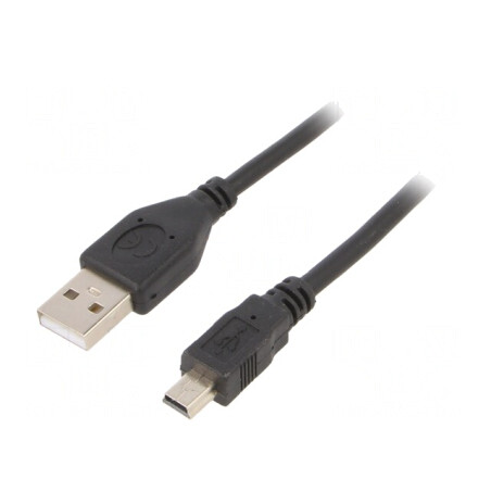 Cablu USB 2.0 A la Mini B Aurit 1.8m Negru | Electronic-mag.ro | Componente Electronice
