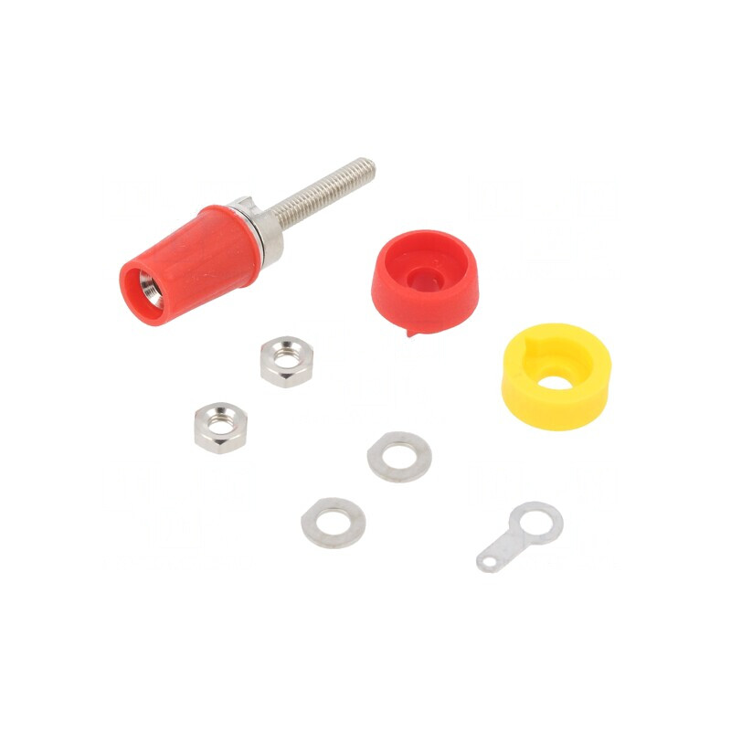 Soclu Banană 4mm 15A Roșu pentru Panou | Electronic-mag.ro | Componente Electronice