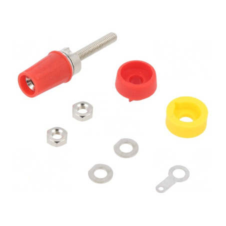 Soclu Banană 4mm 15A Roșu pentru Panou | Electronic-mag.ro | Componente Electronice