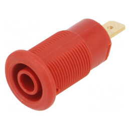 Soclu banană 4mm roșu aurit 24A 1kV | Electronic-mag.ro | Componente Electronice