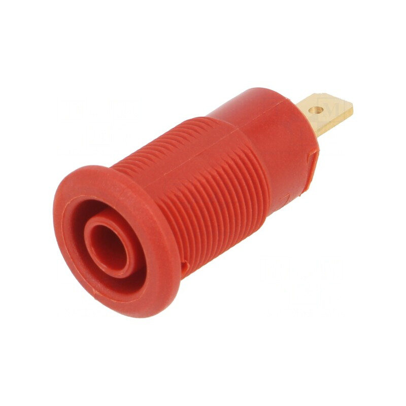 Soclu banană 4mm roșu aurit 24A 1kV | Electronic-mag.ro | Componente Electronice