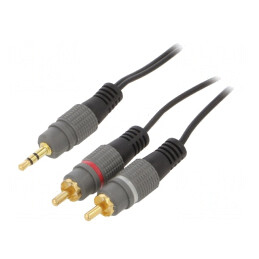 Cablu Audio Jack 3.5mm la RCA Aurit 2.5m | Electronic-mag.ro | Componente Electronice