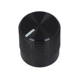 Buton rotativ negru cu indicator 15mm 6mm | Electronic-mag.ro | Componente Electronice