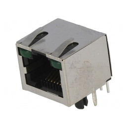 Soclu RJ45 Cat 5 Ecranat cu LED 8p8c THT | Electronic-mag.ro | Componente Electronice