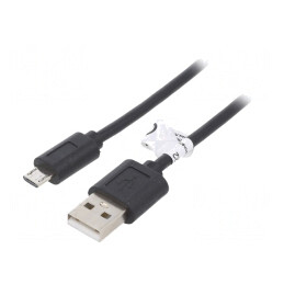 Cablu USB 2.0 A la Micro B 0,6m Negru | Electronic-mag.ro | Componente Electronice