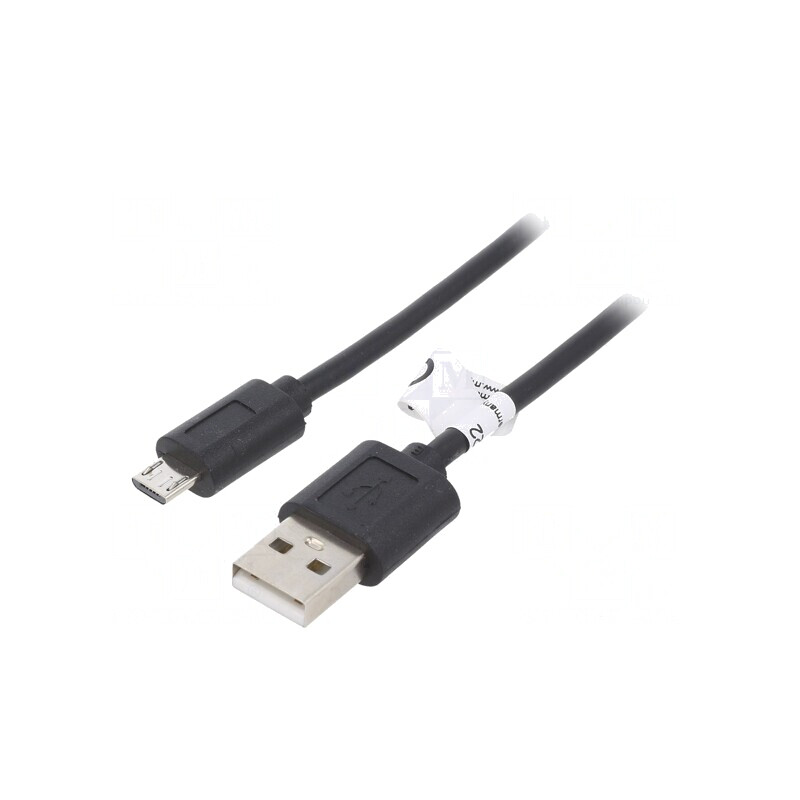 Cablu USB 2.0 A la Micro B 0,6m Negru | Electronic-mag.ro | Componente Electronice