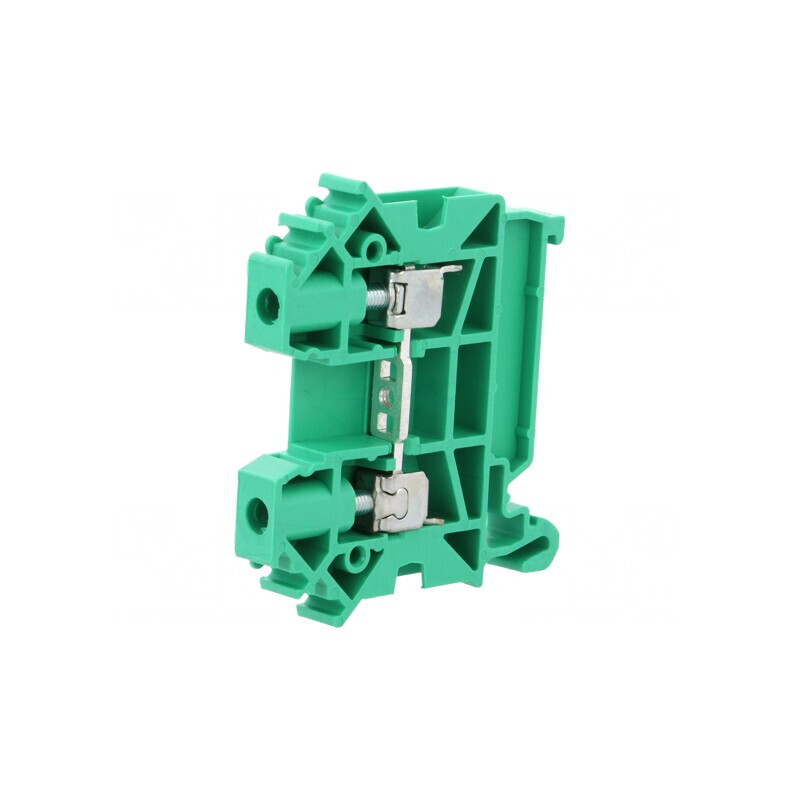 Conector Verde pentru Șine 0,5-6mm2, 1 Pistă, 2 Borne, TS35 | Electronic-mag.ro | Componente Electronice