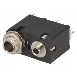 Soclu Jack 3,5mm la 6,3mm Mamă Stereo Dublu THT | Electronic-mag.ro | Componente Electronice