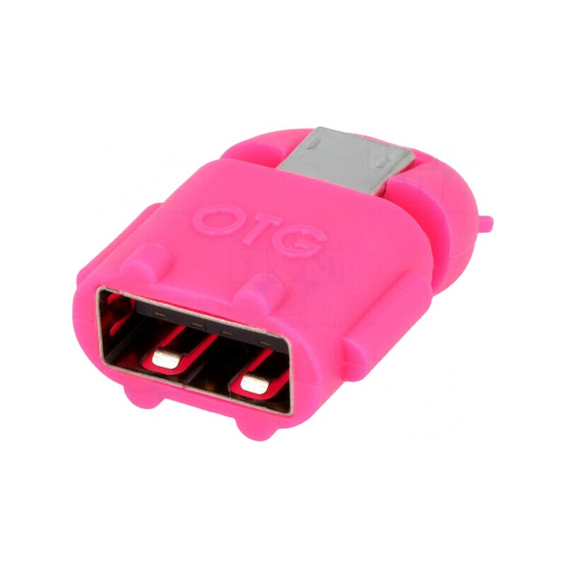 Adaptor OTG USB 2.0 Roz USB A la Micro USB | Electronic-mag.ro | Componente Electronice
