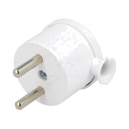 Conector Alimentare AC Tată 2P 230VAC 16A Alb Pe Cablu | Electronic-mag.ro | Componente Electronice