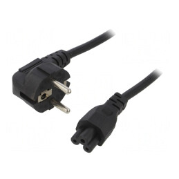 Cablu Alimentare 3x0,5mm2 cu Ştecăr în Unghi și Conector IEC C5 | Electronic-mag.ro | Componente Electronice