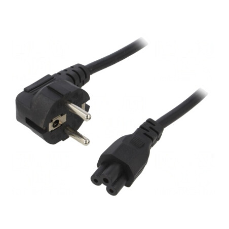Cablu Alimentare 3x0,5mm2 cu Ştecăr în Unghi și Conector IEC C5 | Electronic-mag.ro | Componente Electronice